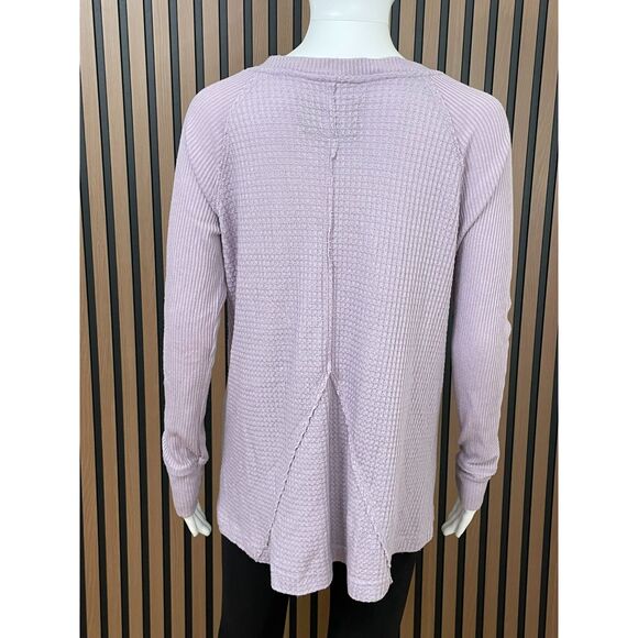 Anthropologie Maeve Pearson Women's M Purple Shirt Waffle Knit Thermal Oversized - Picture 2 of 8